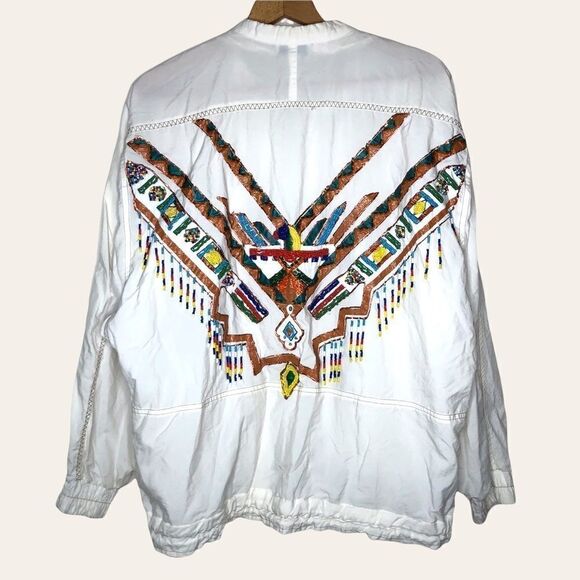 LAVON BY Cheerful Corp Cream aztec decorated Windbreaker - Picture 2 of 3